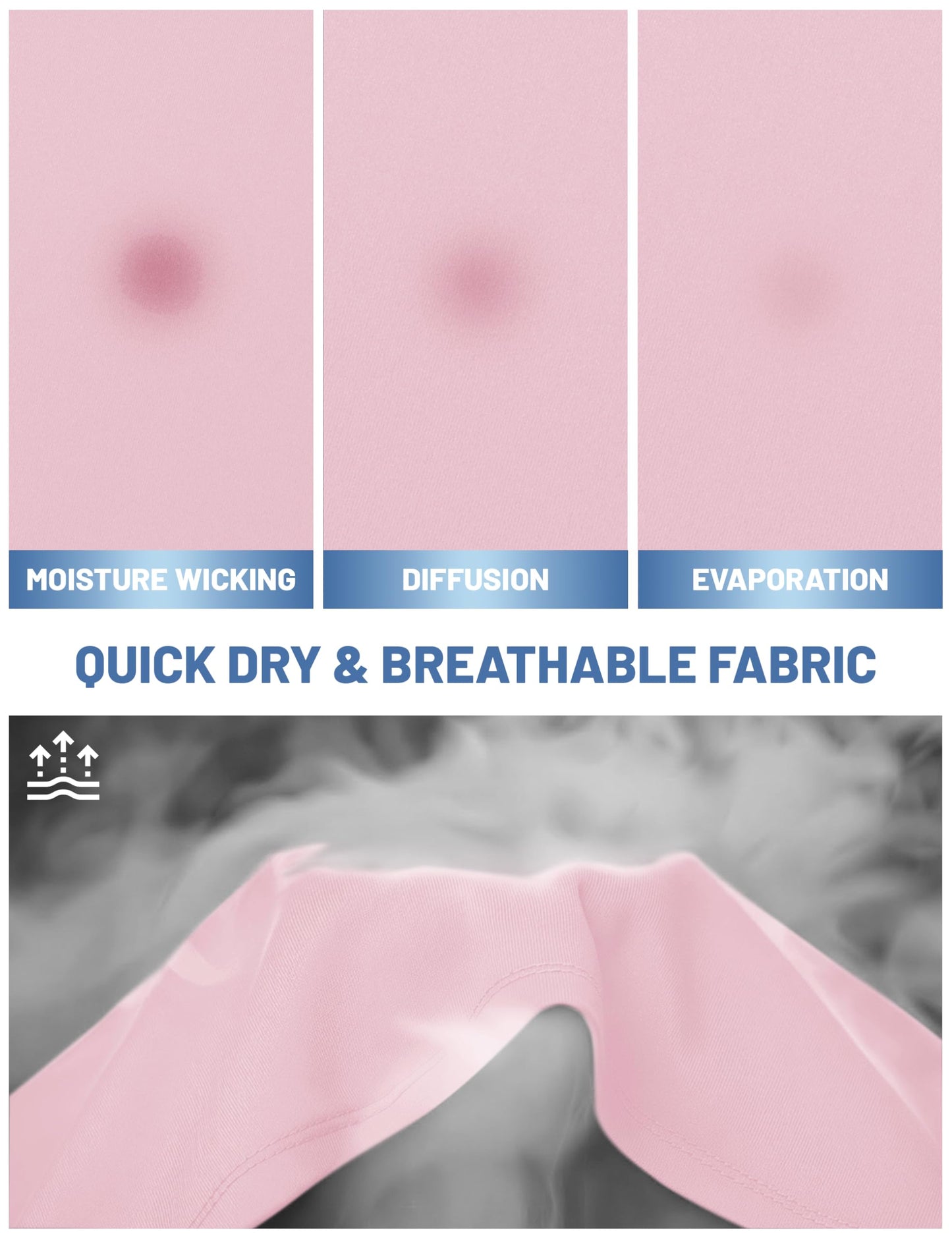 Mens Quick Dry T-Shirt - Short Sleeve Running Shirt - Sun Protection - Active - Light Pink - 2XL