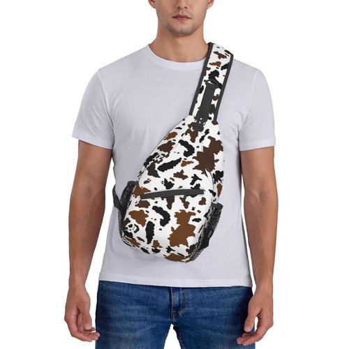 pwakvom Cow Sling Bag Crossbody Sling Backpack Travel Hiking Daypack Chest Bags Shoulder Bag For Women Men