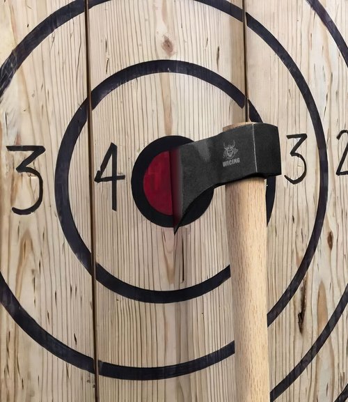 WICING 15.7" Throwing Axe, 1065 Manganese Steel Throwing Hatchet Beech Wood Handle for Axe Throwing Competitions - 3 Pack
