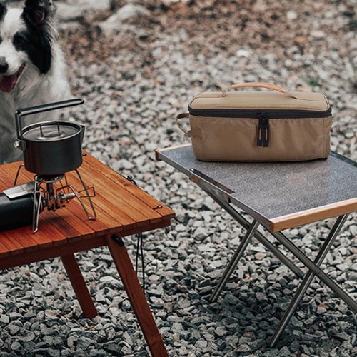 MiOYOOW Camp Utensil Organizer Bag, Portable Camping Cookware Storage Pouch Waterproof Grill Carry Bag with Hanging Loop for Camping Hiking Barbecue
