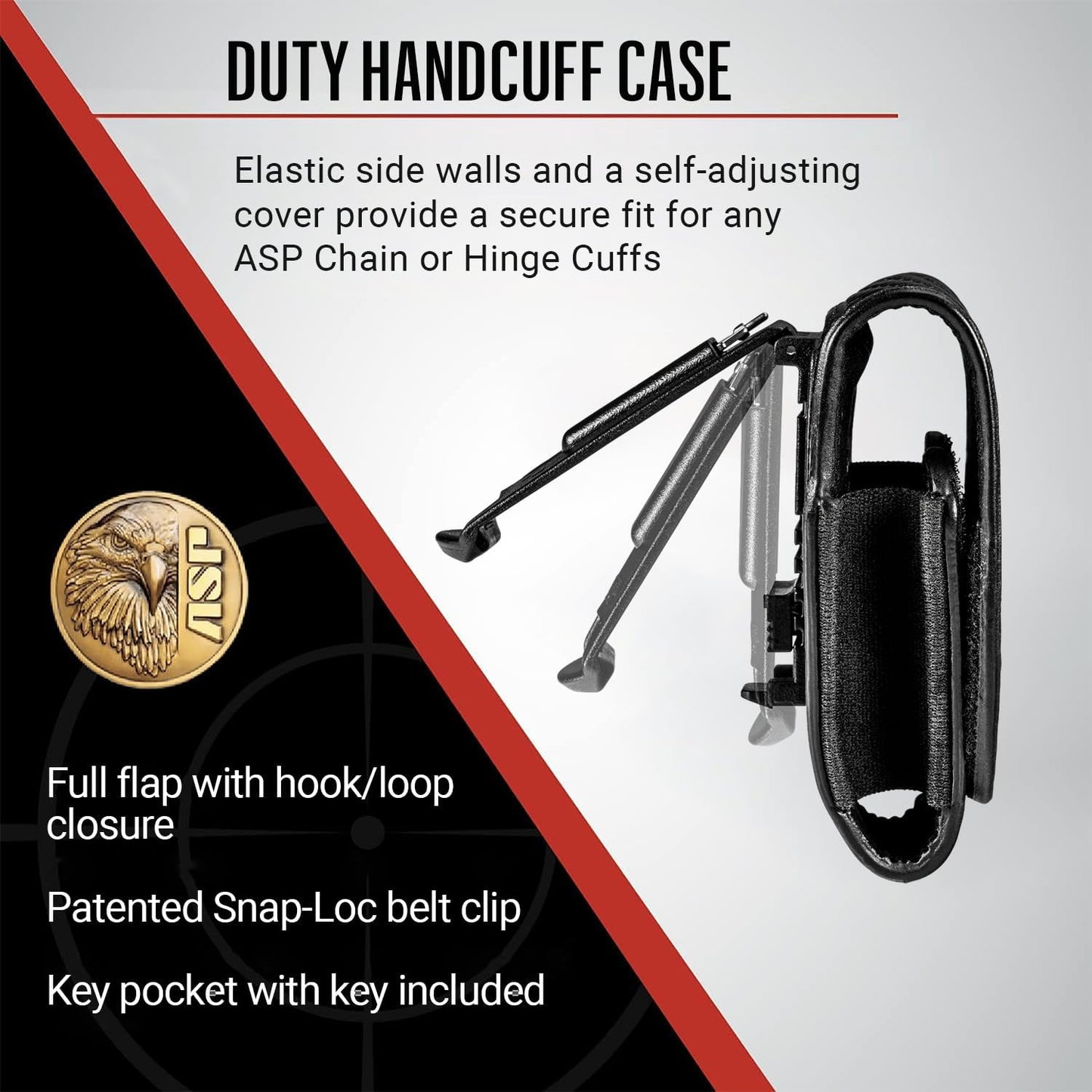 ASP Duty Handcuff Case for ASP Chain or Hinge Handcuffs, Handcuff Case for Duty Belt, Police Vest, or Belt Pouch, Duty Belt Accessories, Police Gear and Security Guard Equipment