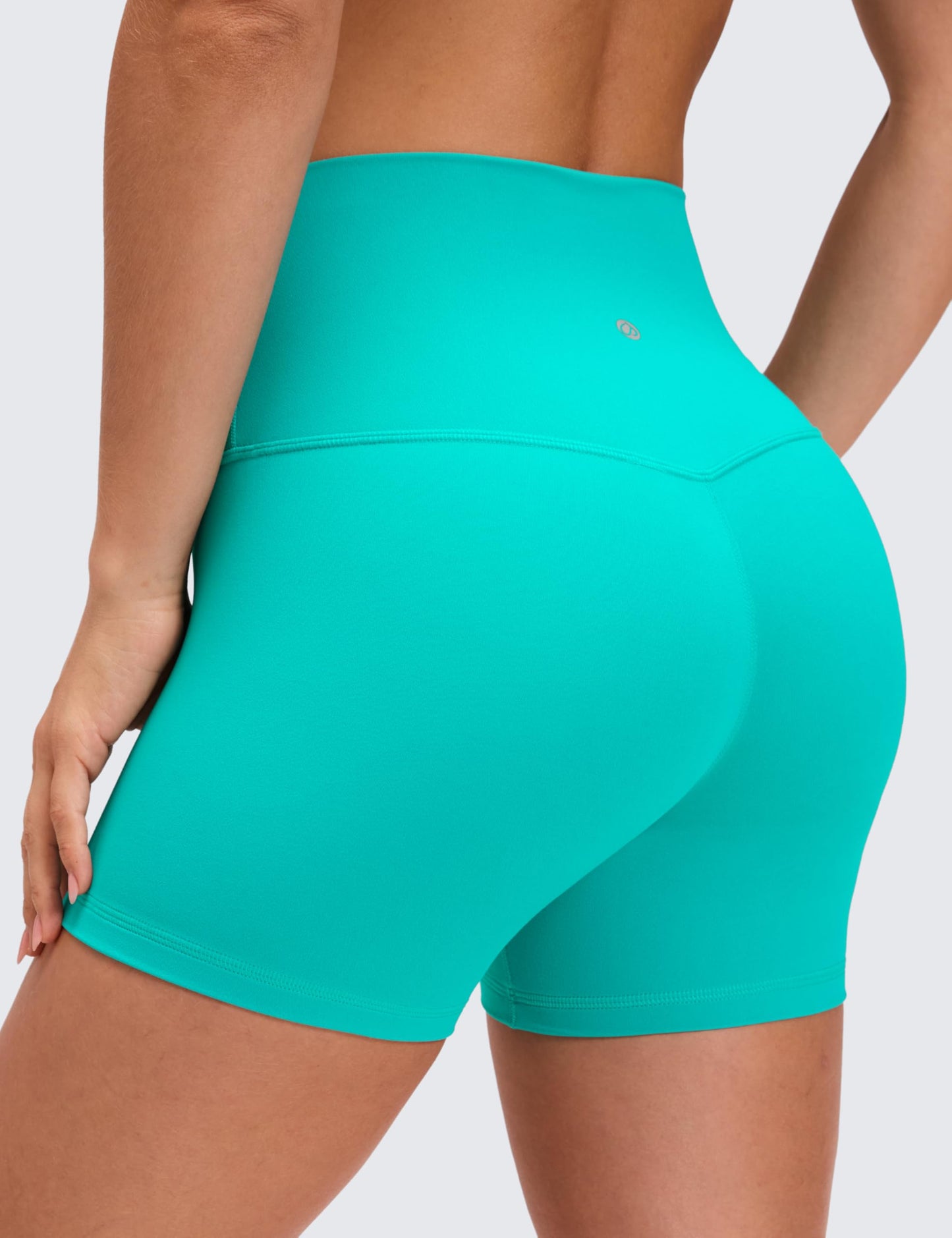 CRZ YOGA Butterluxe Biker Shorts 4'' - High Waisted Booty Workout Volleyball Yoga Womens Spandex Tropics Teal Medium