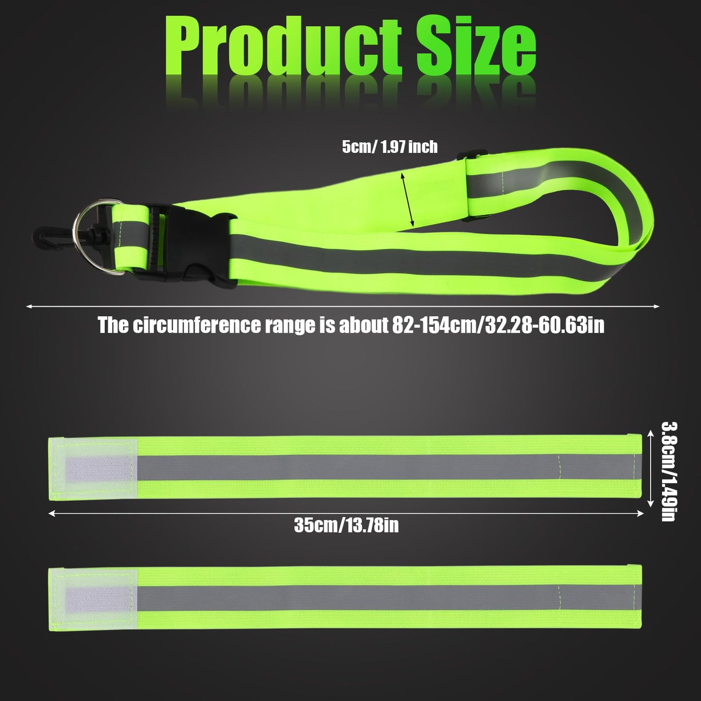 XIHIRCD Reflective Shoulder Strap & 2pcs Reflective Wristband, Reflective Running Wrist Band Gear High Visibility Belt Safety Armband Sash for Night Running Walking