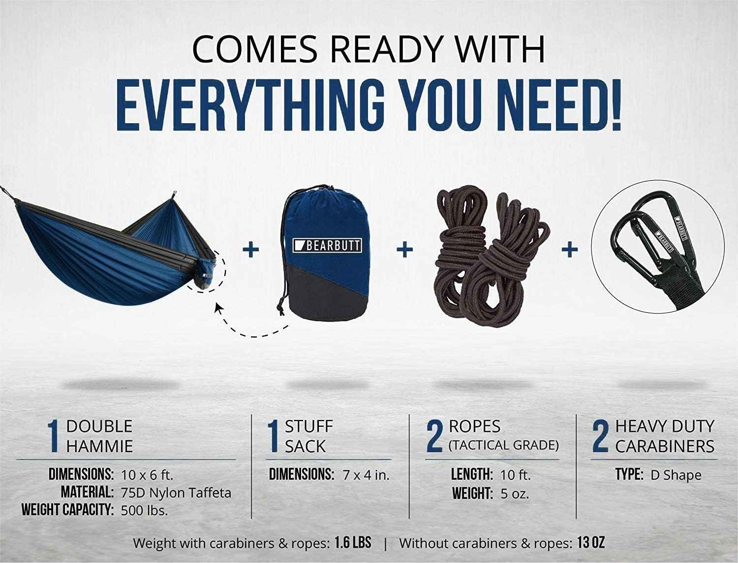 Premium Double Hammock with Tree Straps - Durable, Portable & Comfortable