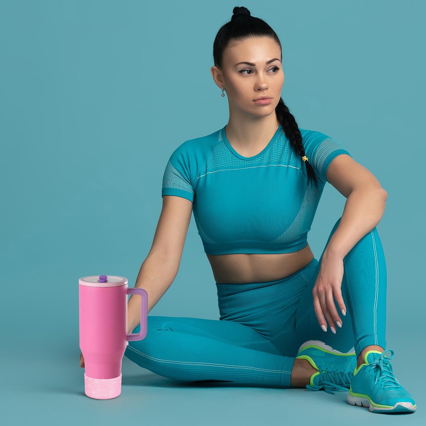 Allwith 2PCS Glitter Silicone Boot for Hydrojug Traveler 40 oz, Anti-Slip Protective Sleeve for Hydrojug Stainless Steel Tumbler, Bottom Cover Base Accessories