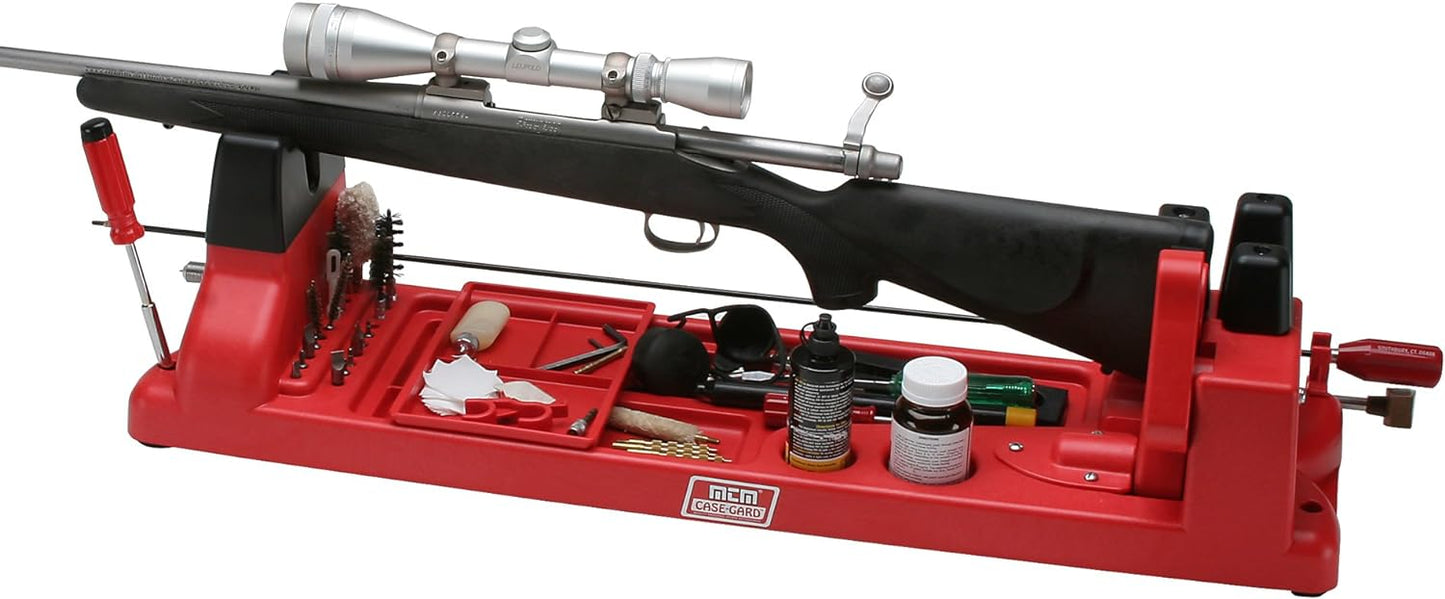 MTM GV30 Gun Vise for Gunsmithing work and Cleaning Kit, Free Standing, 11 Compartments, USA Made, Red