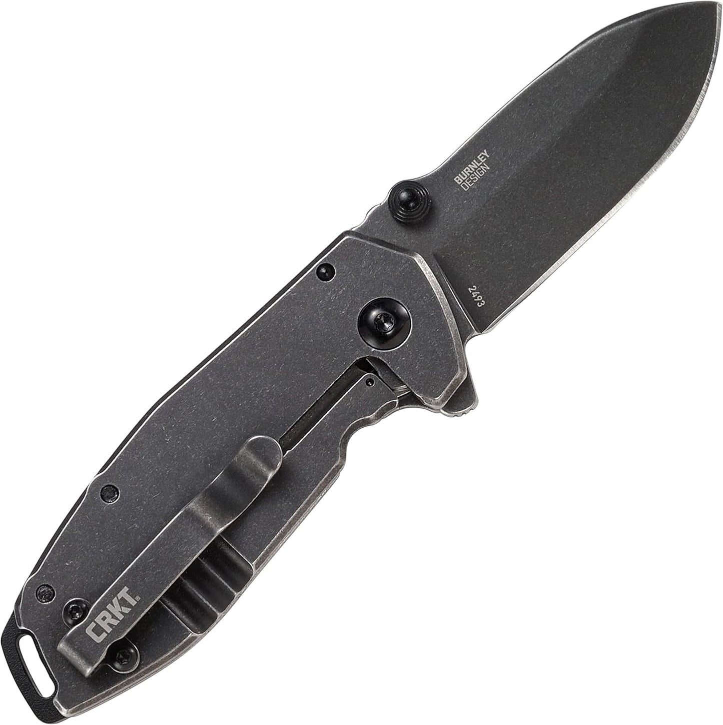 CRKT Squid Everyday Carry EDC Pocket Folding Knife with Frame Lock: Stainless Steel Plain Edge Blade, Stainless Steel Handle, Pocket Clip, 2490KS