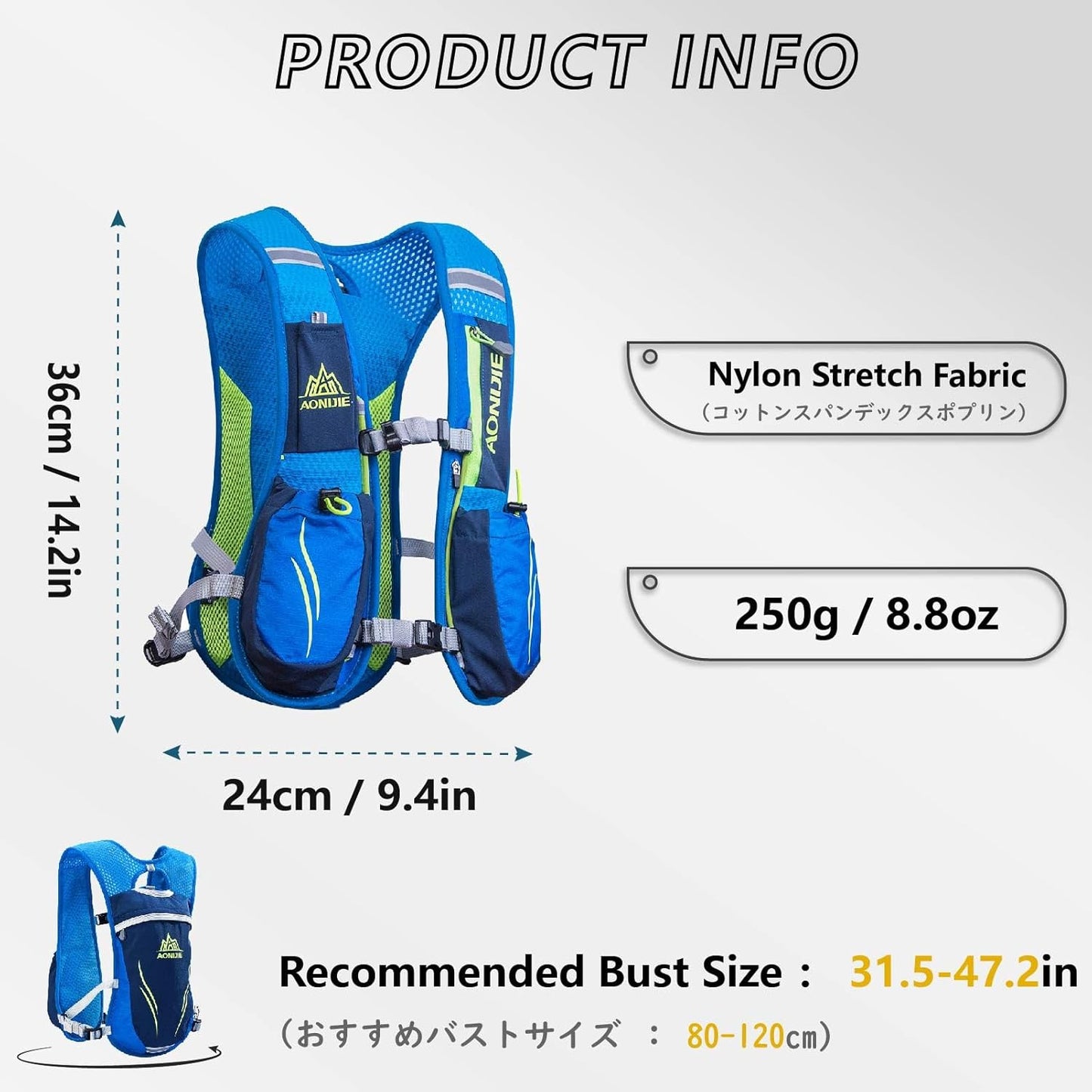 JEELAD Running Hydration Vest Trail Backpack for Women and Men Jogging Trail Race Marathon Cycling Hiking