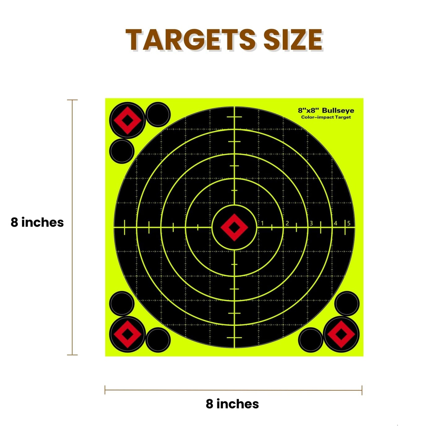 8x8 Inch Splatter Paper Targets - High Visibility with Bright Yellow Splatter Effect Shooting Targets Stickers with Repair Pasters for Outdoor Indoor Shooting Practice(50Pack)