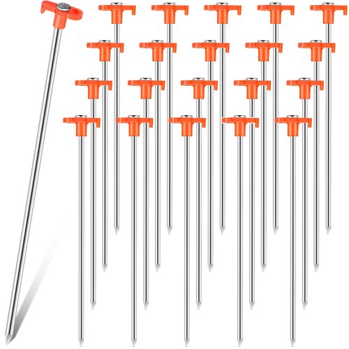 Shimeyao 10" Tent Stakes Camping Heavy Duty Stakes Bulk Metal Ground Pegs Camping Spikes Galvanized for Outdoor Pitching Canopy(Orange,200 Pcs)