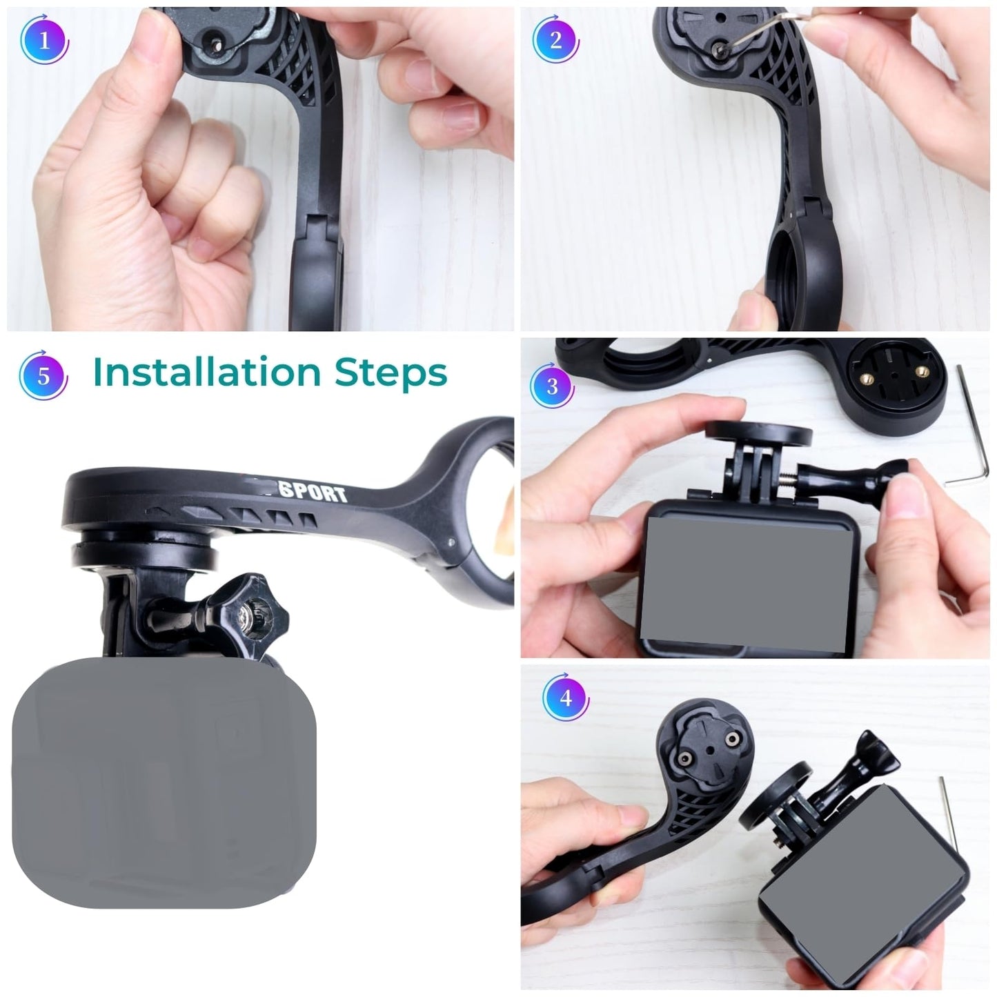 NELboNs Quick Release Sport Action Camera Mount Compatible with IGPS Port M80 Out-Front Bike Bracket Threaded Mount for Bike Lights Holder