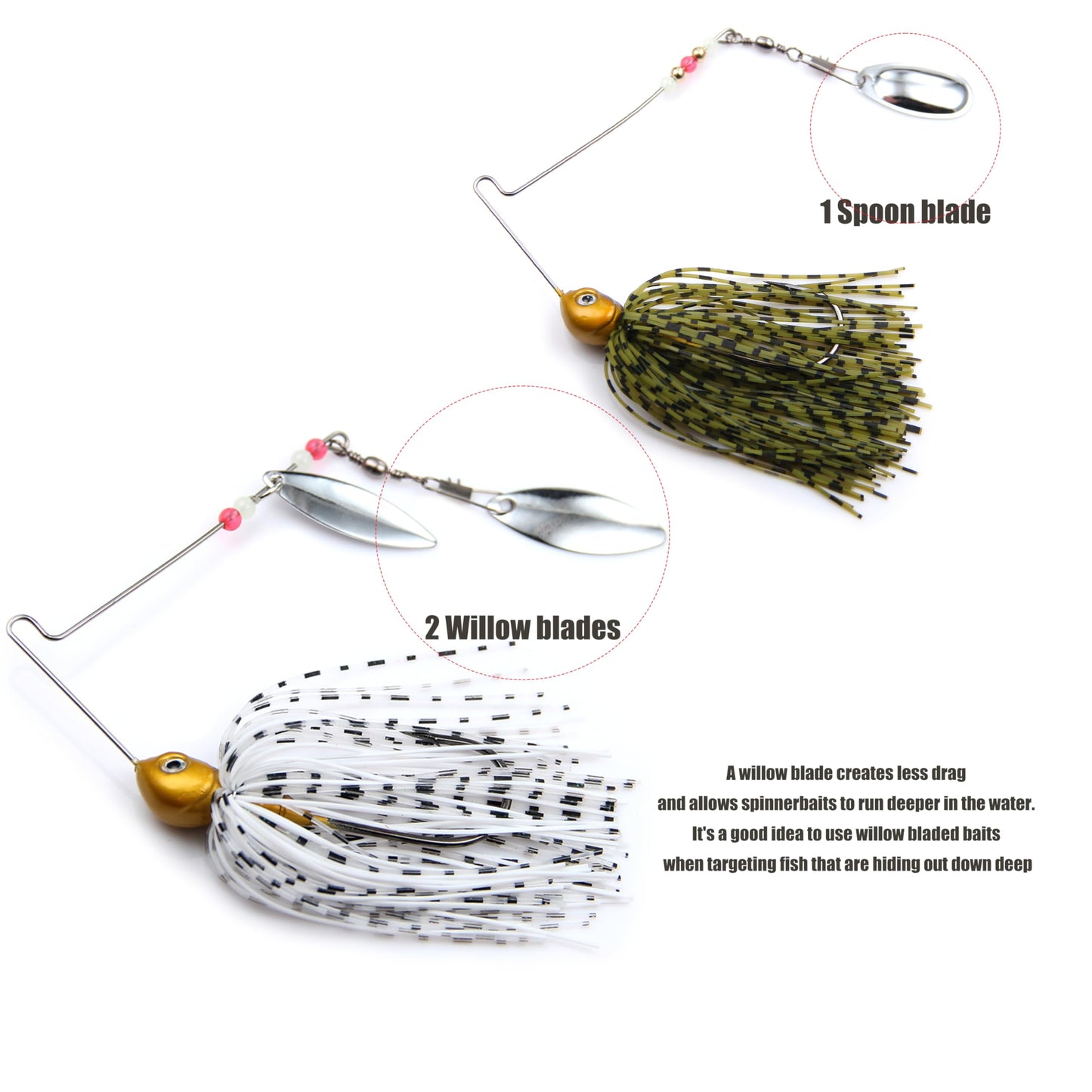 EXAURAFELIS 6pcs Fishing Lures Spinnerbaits for Bass Fishing Spinner Bait with Skirt Bass Lure Spinner Blades fishingbait Pikelures Trout Lure Salmon Lures Spinnerbait Buzzbait Swimbait