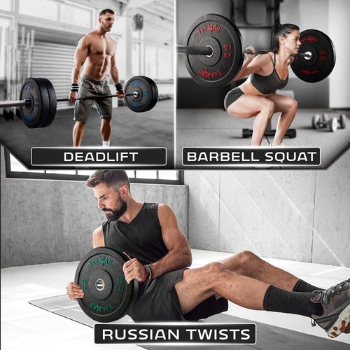 Yes4All 2 Inch Bumper Plate - Olympic Rubber Weight Plate for Weightlifting and Strength Training - Durable Rubber with Steel Hub - 190LB Plate Set