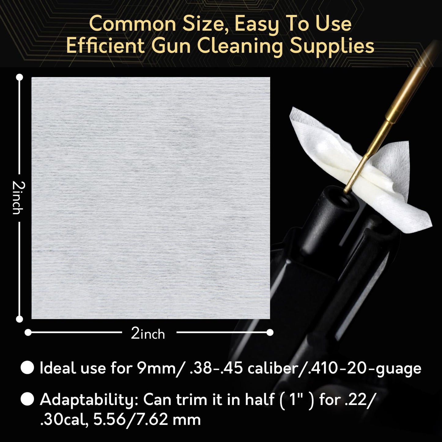 900PCS Gun Cleaning Patches in Storage Box - Thick, Highly Absorbent, Lint Free, 2"x2" Cleaning Patches for Firearms 9mm, 38-.45 Cal