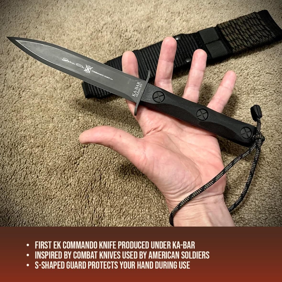 KA-BAR EK44, Ek EK44 4 with Sheath , Black 12.625 inch