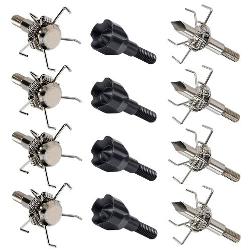 LeeMui Archery Broadheads 12PK Small Game Judo and Hammer Mixed Set 100 or 125 Grain Field Arrow Practice Spiral Tip for Small Game Hunting