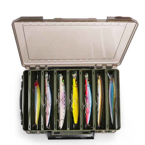 Noamus 3 Pack Double Sided Fishing Lure Boxes, 14 Compartments Fishing Tackle Organizer with 2 Buckle, Plastic Clear Storage Case, Visible Hard Bait Container for Jewelry Beads Earring Hook(3 Color)