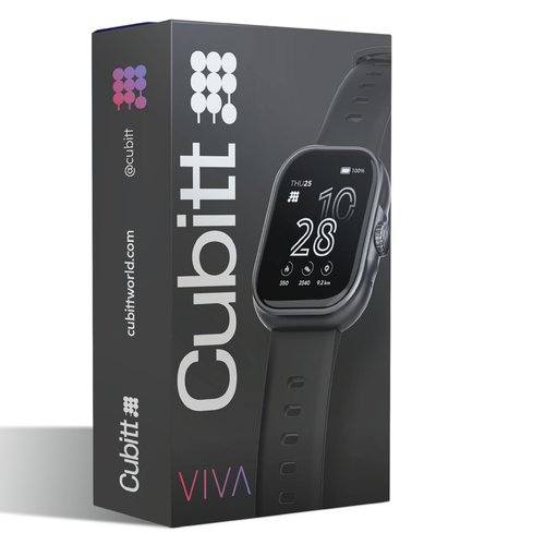 Cubitt Viva Smartwatch/Fitness Tracker with 1.84" Touch AMOLED Screen, Bluetooth Calling, 60+ Sports, Blood Oxygen, Heart Rate, Stress and Sleep Monitor, Waterproof, Step Counter