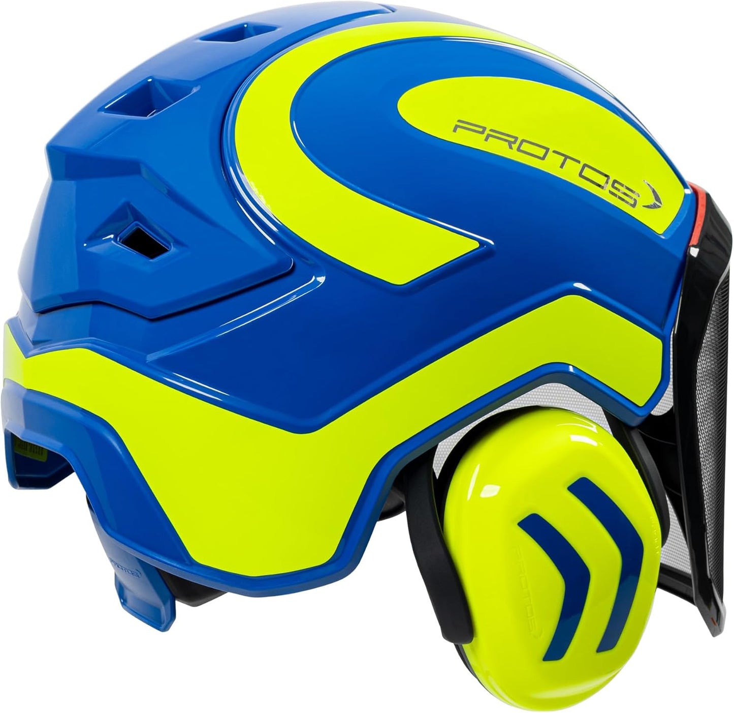 Protos Integral Arborist Helmet - Lightweight Safety Gear in Blue & Neon Yellow