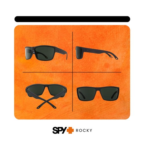 Spy Rocky 673248374864 62MM Matte Black/Happy Gray Green Polarized Cylindrical Shield Sunglasses for Men +BUNDLE with ACCESSORY EYEWEAR KIT
