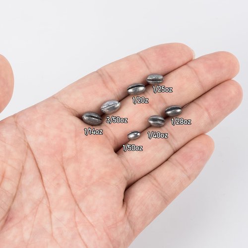 Dr.Fish 100 Pack Oval Split Shot Sinkers, Lead Fishing Weight Clip On Fishing Line Tackle Fly Fishing Freshwater Crappie Trout 1/14oz