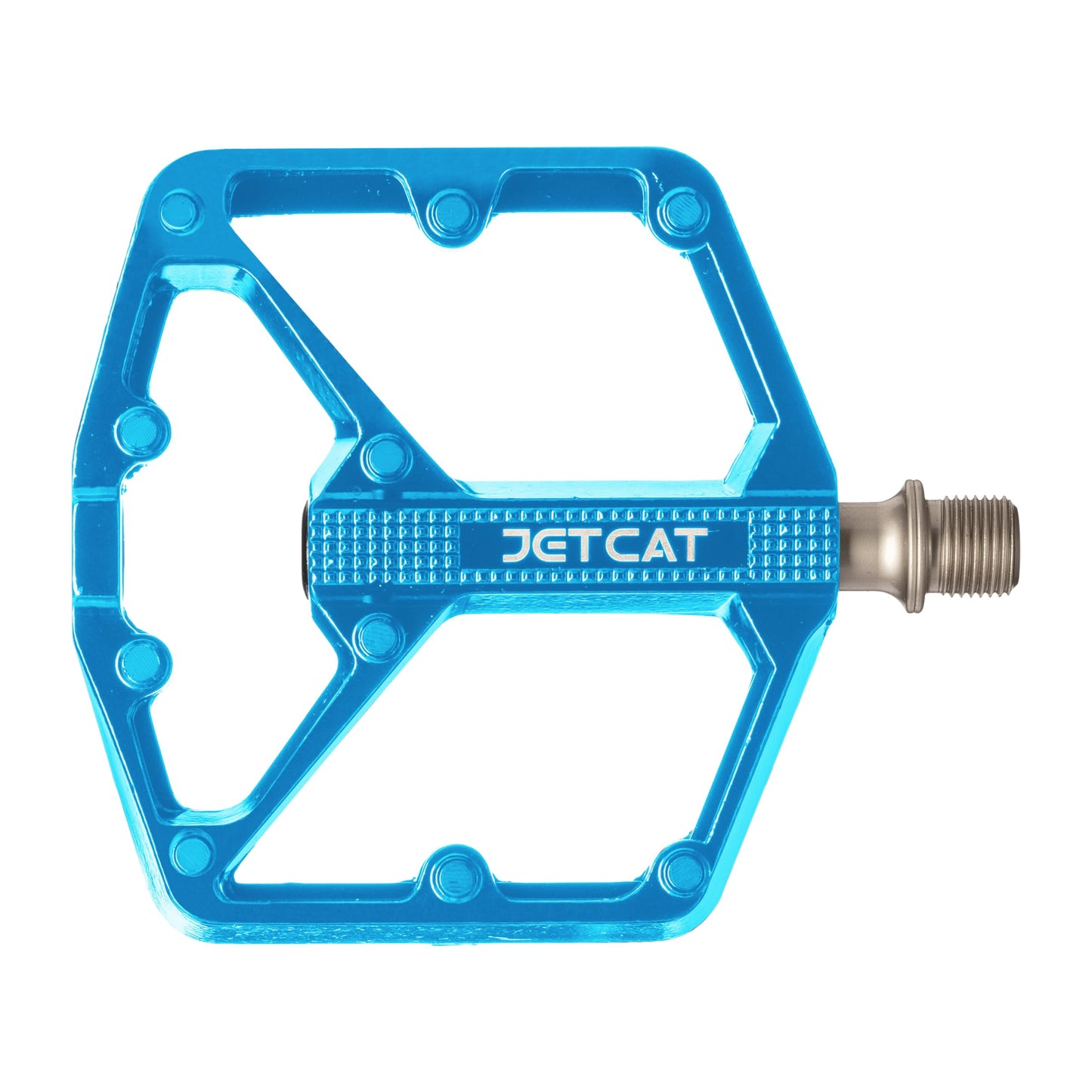 JETCAT Mountain Bike Pedals Flat - MTB Pedals Flat, Bicycle Pedals, Road Bike Pedals, BMX Pedals, for BMX MTN Road Gravel EBike, Specialized Parts, Adults, Aluminum Metal Stamp 9/16" Blue