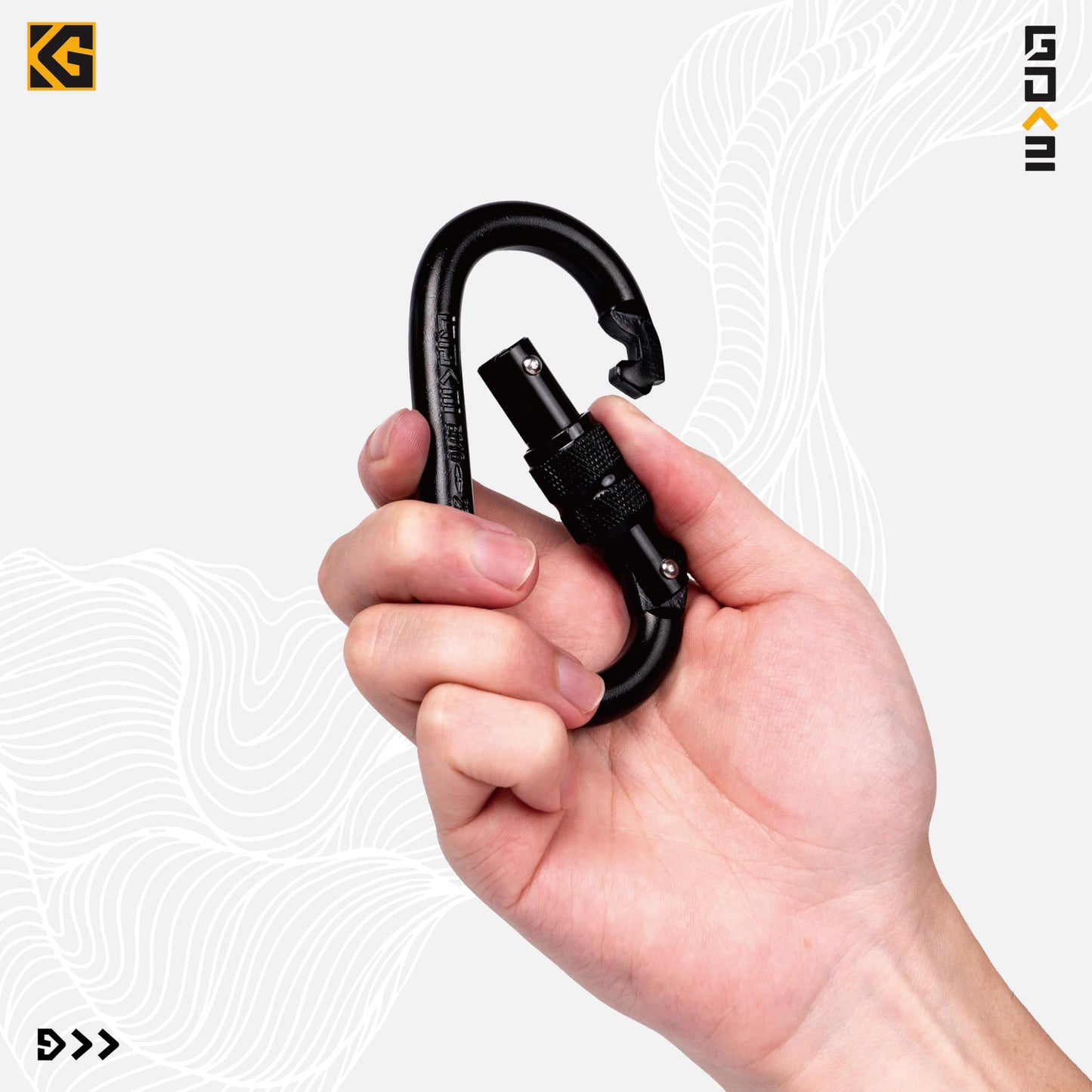 GDK2 Defender CE Certified 25kN Screwgate Locking Carabiner in Size 4.21 x 2.24 inch, Heavy-Duty Carabiners for Climbing, Rappelling, and Mountaineering, Carbon Steel, Midnight Black, 1 Pack