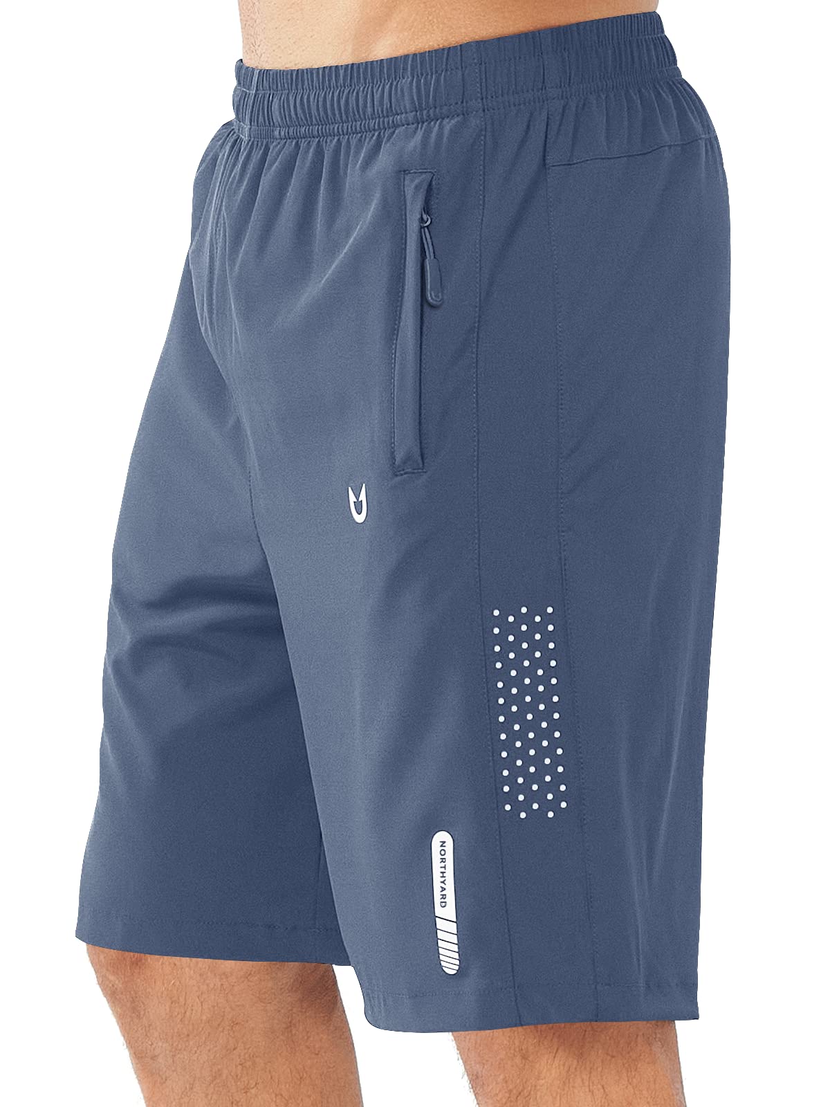 NORTHYARD Men's Athletic Running Shorts Gym Workout 7"/9"/5" Quick Dry Lightweight Sports Basketball Tennis 3 Zipper Pockets FEDERALBLUE-9inch 2XL