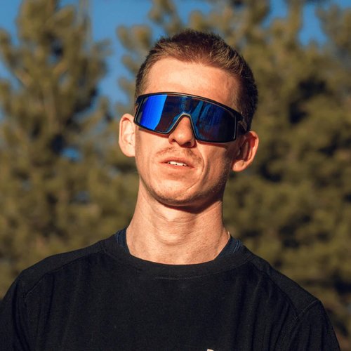 Optic Nerve Unisex Stone Cat Polarized Sport Sunglasses, Matte Black - Smoke w/Blue Mirror Lens