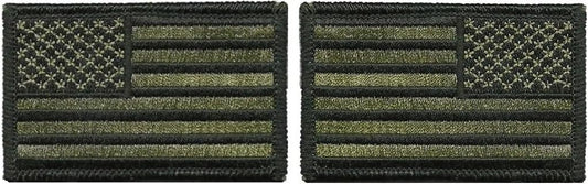 USA Flag Tactical Patch Set - Olive Drab 2"x3" - Ranger Return Reverse Flag