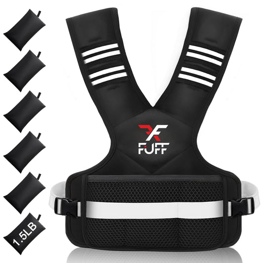 FUFF weighted vest woman 11–20 lb Unisex with 6 Weight Bags, Reflective Running Vest for Walking, Exercise and Strength Training