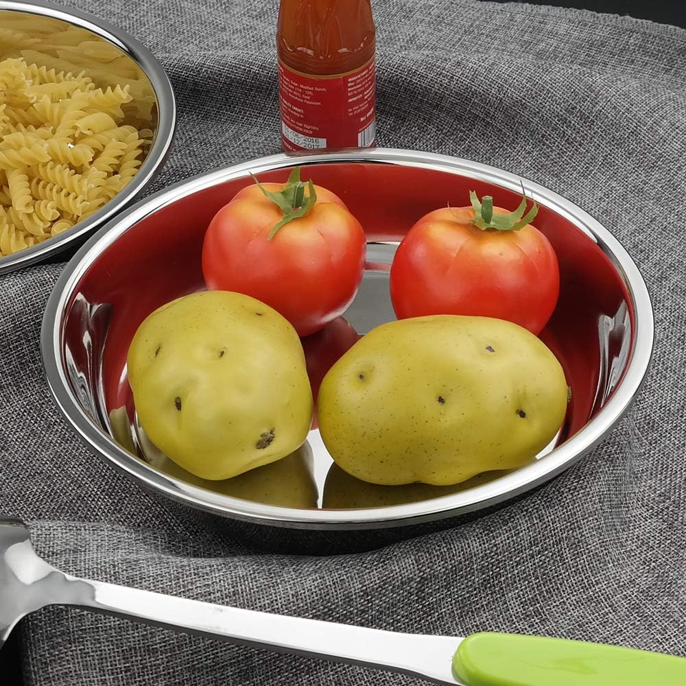 Anbers 18/10 Stainless Round Dinner Plates Dishes, 9.4-INCH Camping Plate, 4 Packs