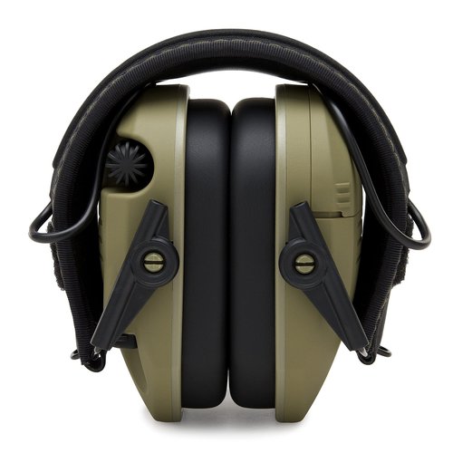 Walker's Game Ear Razor Slim Electronic Lightweight Shooting Hunting Range Hearing Protection Muffs (American Patriot/OD Green) Bundle with Protection Case (2 Items)