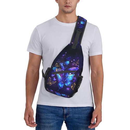 Nmbvcxz Butterflies Crossbody Sling Bag for Women Men Sling Backpack Casual Travel Hiking Daypack Chest Shoulder Bag