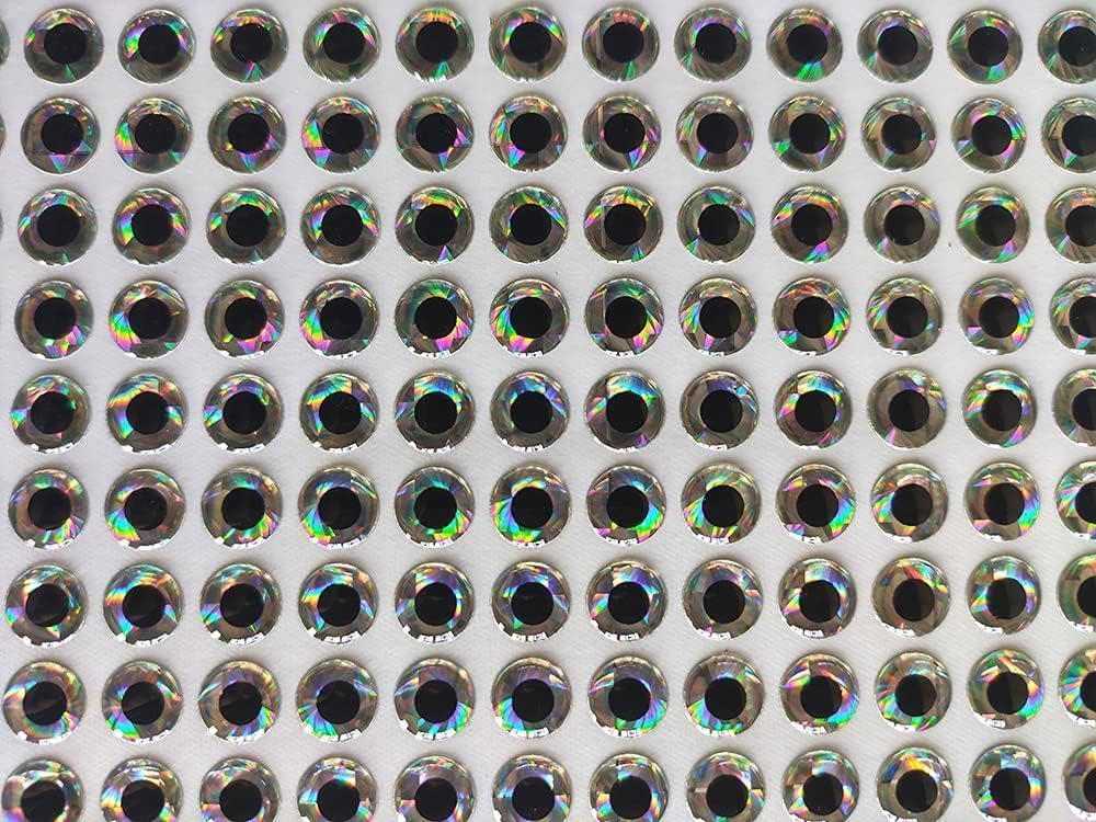 300Pcs Silver 6mm 3D Soft Holographic Fishing Lure Jig Fly Tying Material Craft Doll DIY Eyes Fly Tying Materials