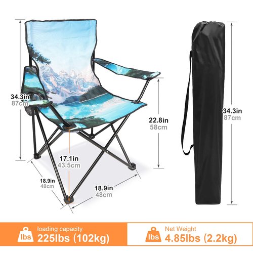 Northroad 2 Pack Camping Chairs Portable Camp Chairs, Folding Lawn Chairs with Cup Holder for Outdoor Camping, Hiking, Travel, Patio, Beach, Picnics