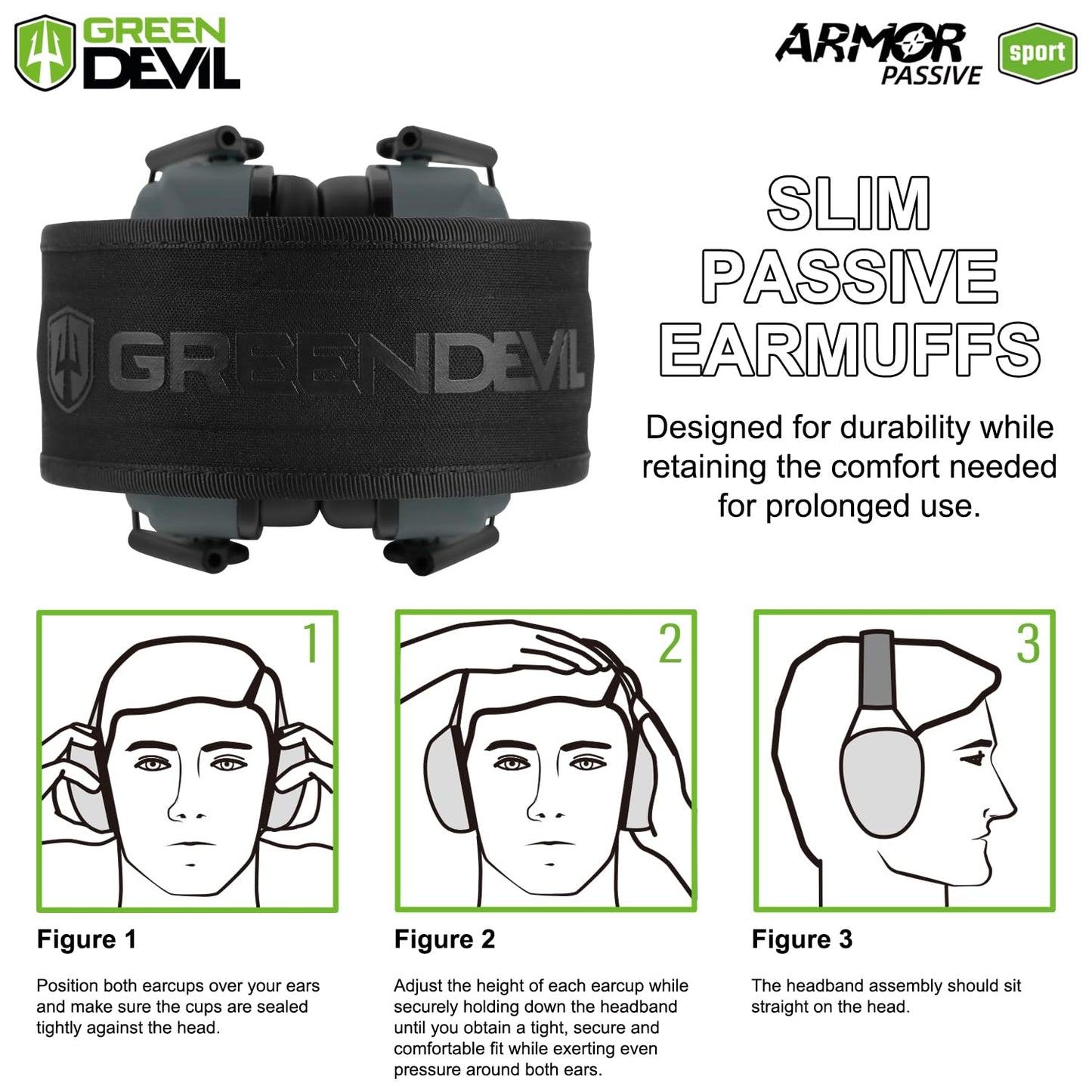 GREEN DEVIL Noise Reduction Hearing Protection Ear muffs Passive Safety Earmuffs Slim Headphones For Shooting Gun Range