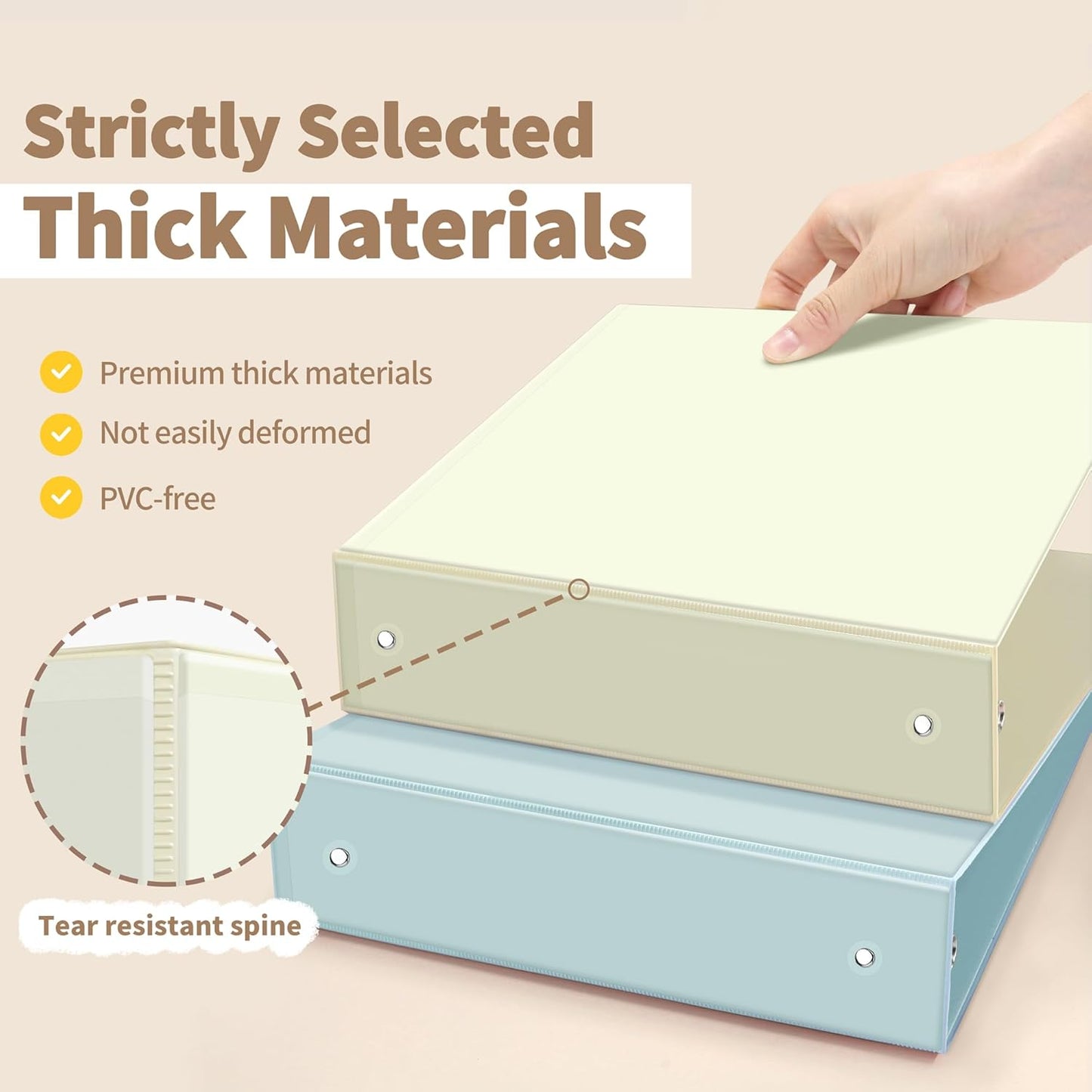SUNEE 3 Ring Binder 1.5 Inch 4 Pack, Clear 1 1/2 Inch View Binder Three Ring PVC-Free (Fit 8.5x11 Inches) for School or Office Supplies, Neutral Aesthetic