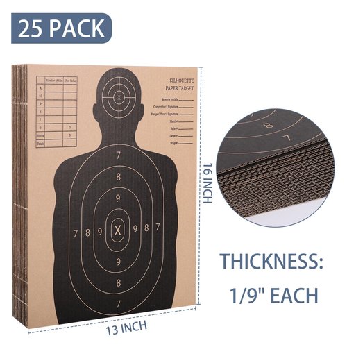 suituts 25 Pack Cardboard Target for Shooting 13" x 16" Silhouette Shooting Targets, Torso Paper Targets for Indoor Outdoor Range