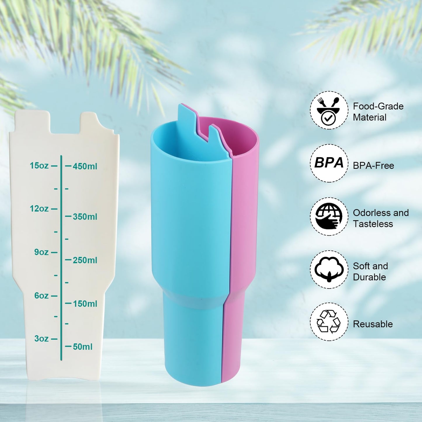 9 Pcs Cup Divider for Stanley, Reusable Stanley Cup Splitter，2 in 1 Drink Separator Silicone Liner Suitable for Stanley Cup 40 oz, Perfect for Office, Party, Cinema and Outdoor Picnic(Blue+Purple)