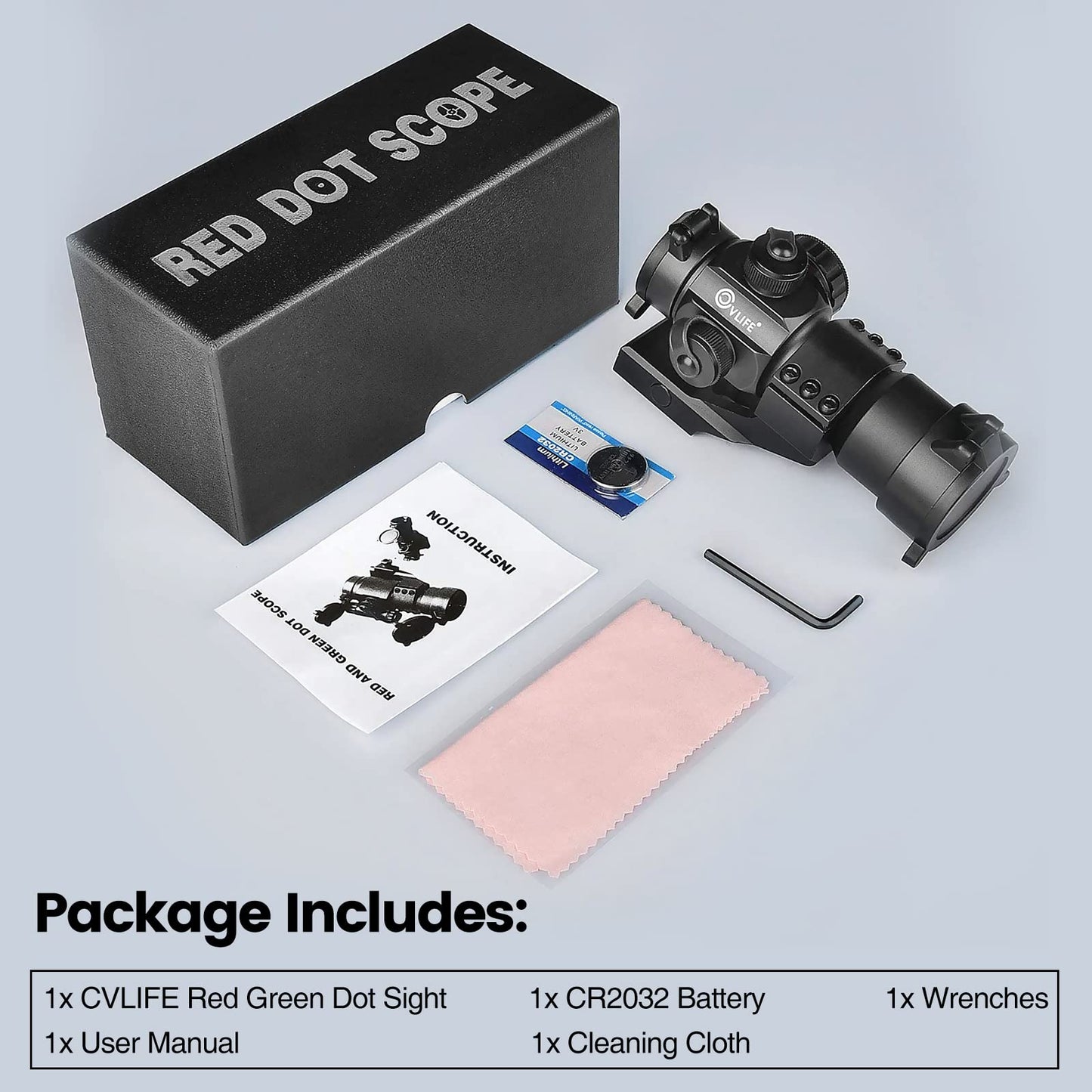 CVLIFE Tactical Gun Sight Red Green Dot Scope Reflex Sight for 20mm Cantilever Mount