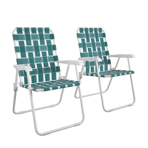 CoscoProducts Folding Lawn Chairs, 2-Pack, Teal