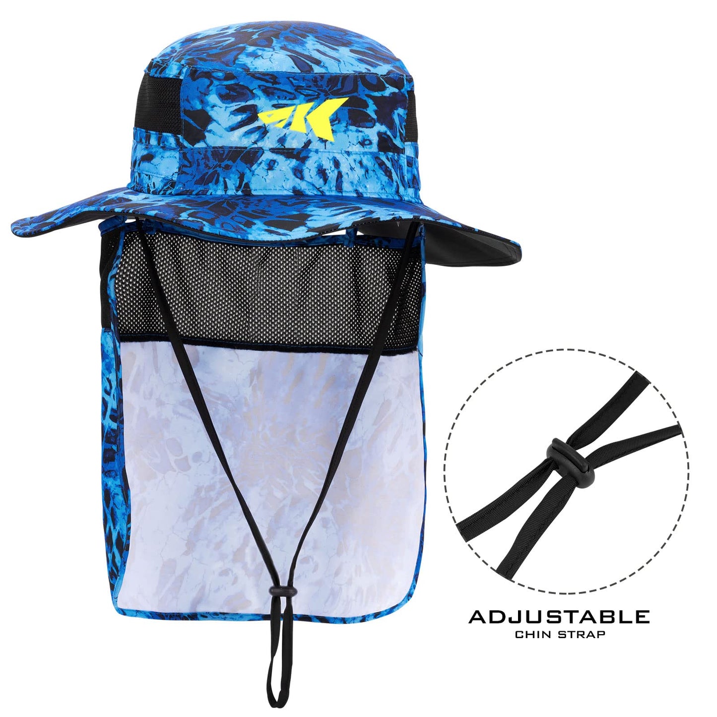 KastKing UPF 50 Boonie Hat Fishing Hat with Removable Neck Flap Sun Hats,Shoreline