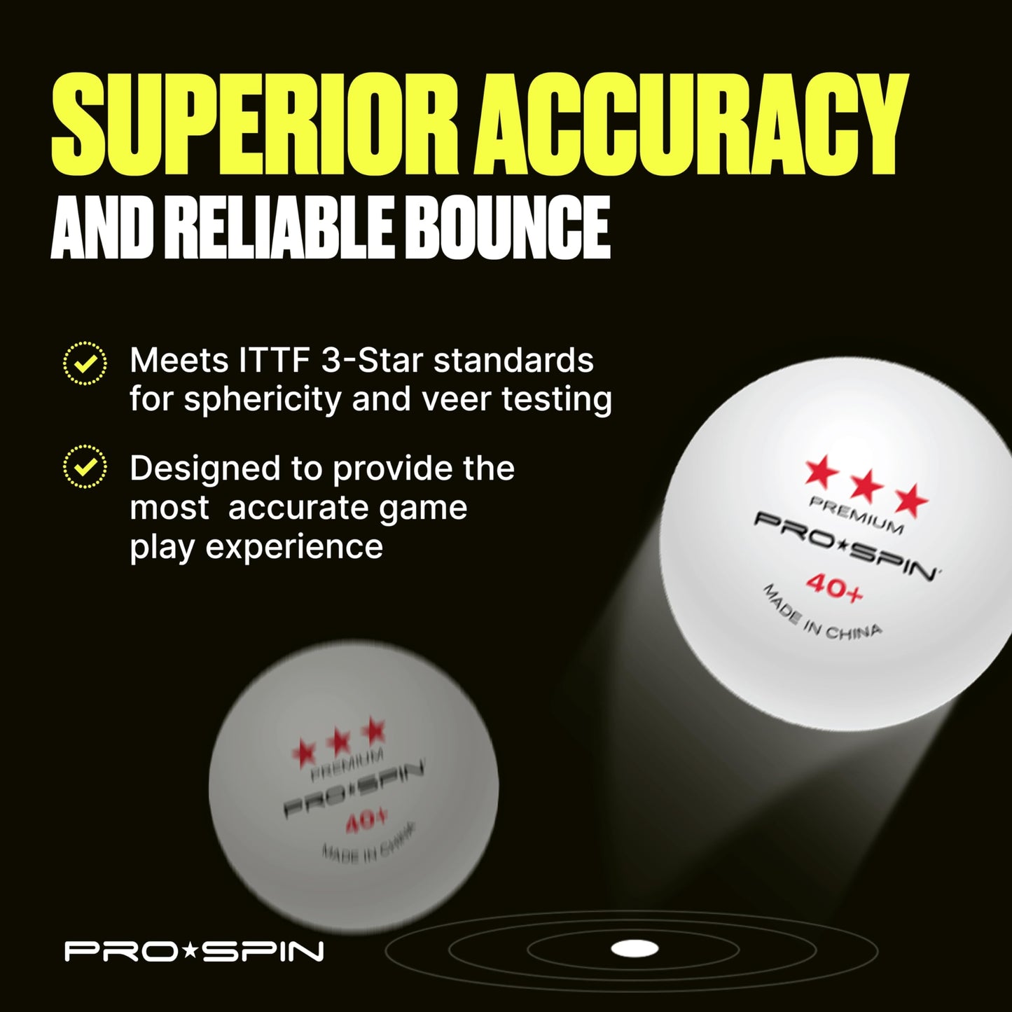 PRO-SPIN Ping Pong Balls - 3-Star Premium White Table Tennis Balls | High-Performance 40+ ABS Professional Quality for Indoor & Outdoor Games (Pack of 40)