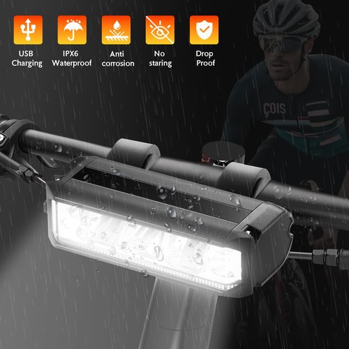 Mooyude High Lumens Super Bright Bike Light for Night Riding, USB Rechargeable Bicycle Headlight, Waterproof Bike Headlight and Taillight, MTB Off-Road Cycling Commuting 620