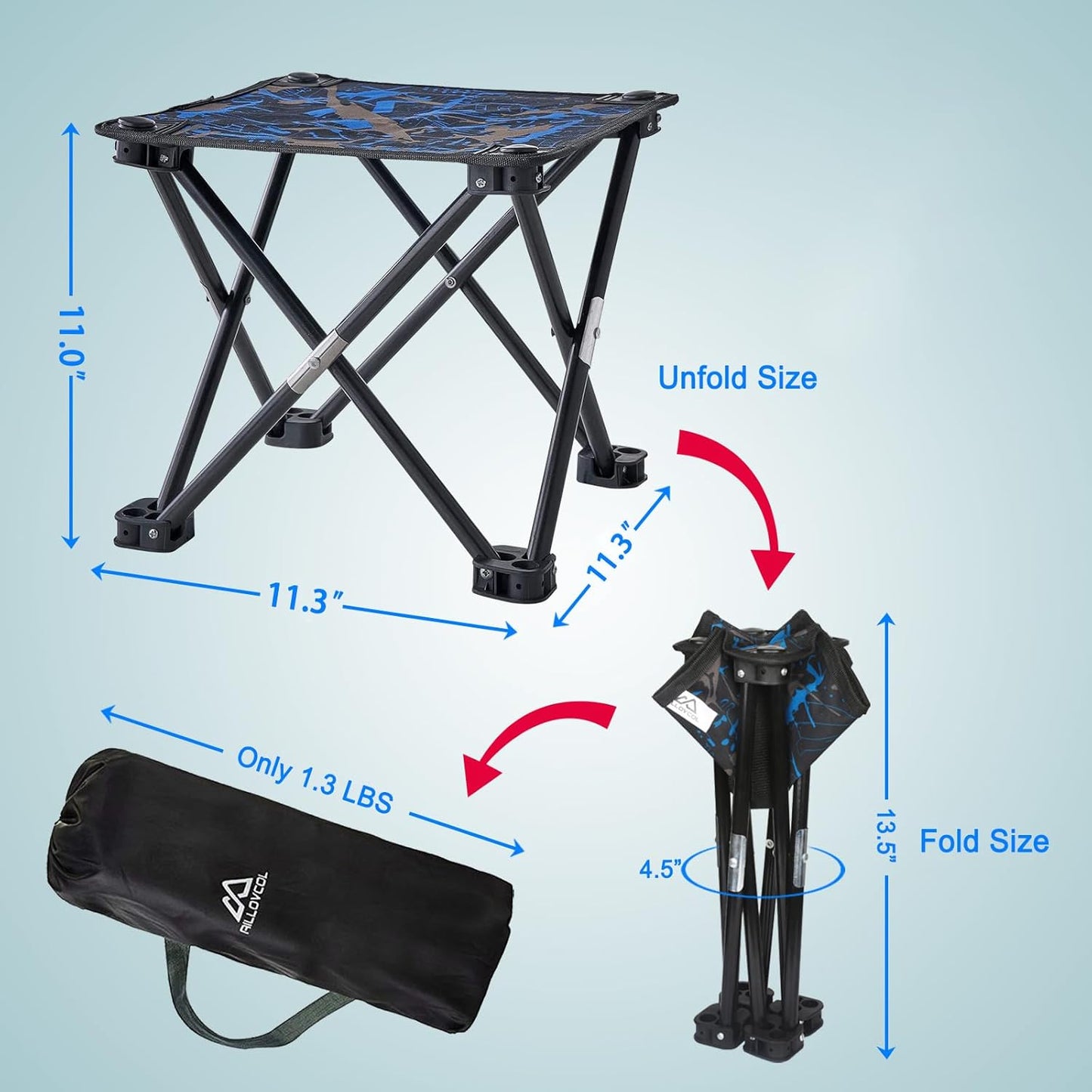 Folding Camping Stool Portable Chair Mini Foldable Stool for Adults Fishing Hiking Gardening and Beach with Carry Bag(Camouflage)