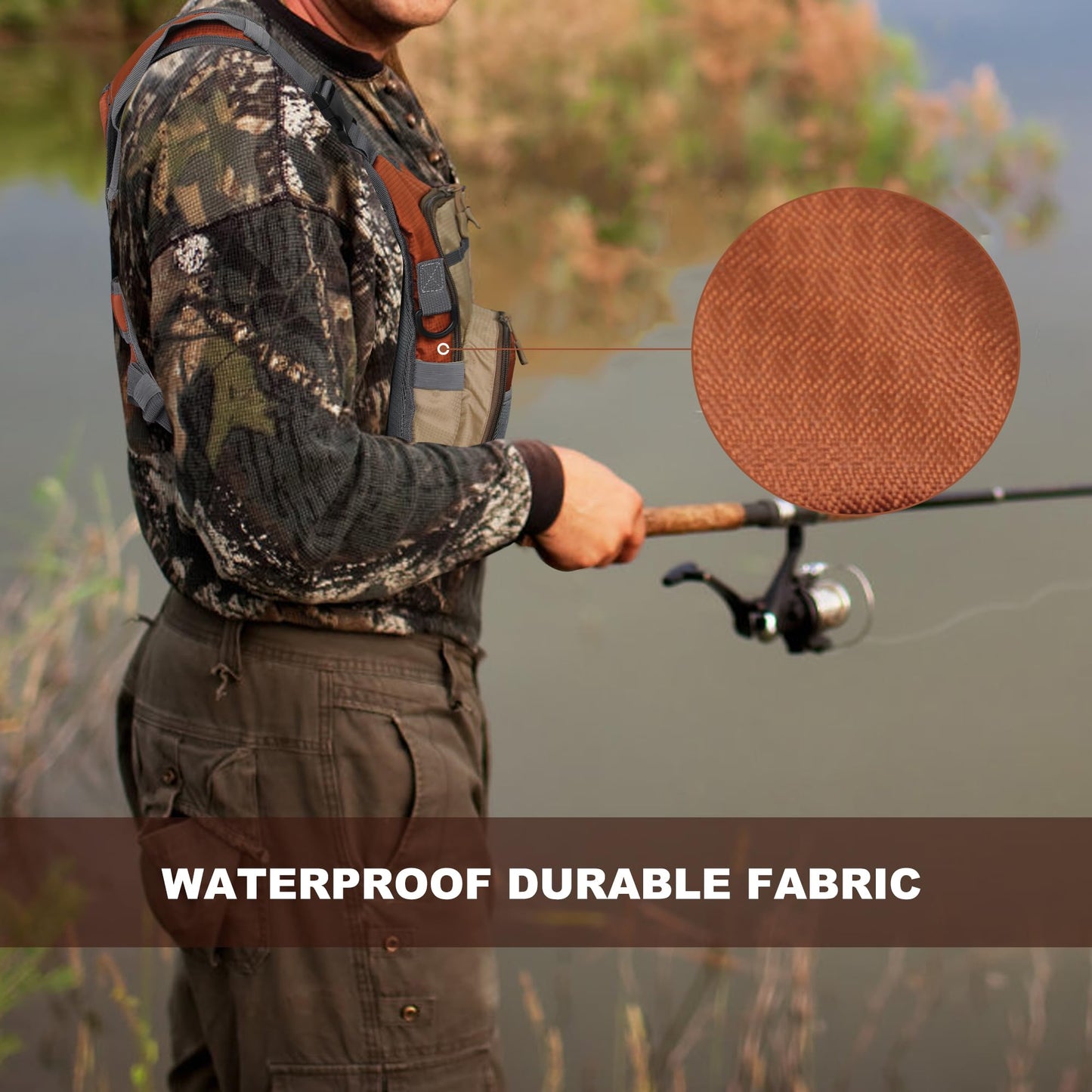 JLDTOP Fly Fishing Chest Pack, Lightweight Fishing Backpack, Fishing Tackle Storage Fits Up to Hold Fly Boxes, Fishing Accessories for Men(Orange + Gray)