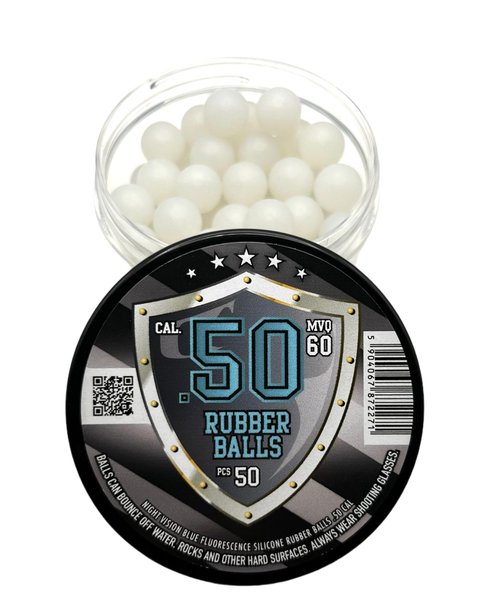 Rubber Balls 50 x Blue Night Vision Fluorescent Silicon Paintballs Glowing in The Dark in 50 Cal. for Training and Self Home Defense