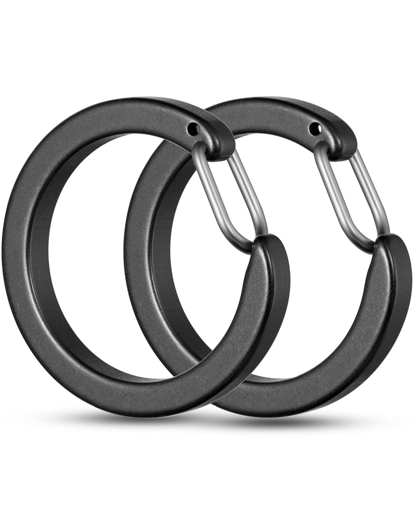FEGVE Round Durable Carabiner Keychain Clip, 1.06" Titanium Black Spring Snap Hook Key Chain Clip for Keys DIY Crafts - 2pcs