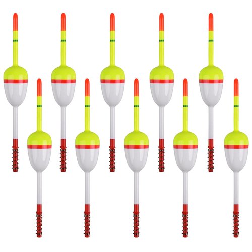 VATEICO Fishing Floats and Bobbers,10pcs/20pcs Slip Bobber Stopper Fish Spring Oval Stick Float for Crappie Catfish Trout Panish Bass Fishing (1.57in X 0.91in X 5.63in - 10pcs)
